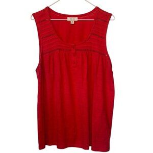 Style & Co. Red Crochet V-Neck Sleeveless Tank Top, Women’s XXL